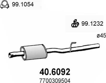 ASSO 40.6092 - Середній глушник вихлопних газів autocars.com.ua