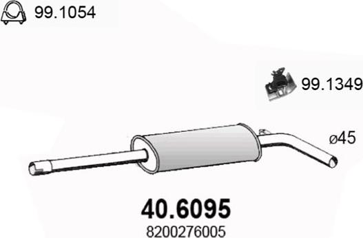 ASSO 40.6095 - Средний глушитель выхлопных газов avtokuzovplus.com.ua