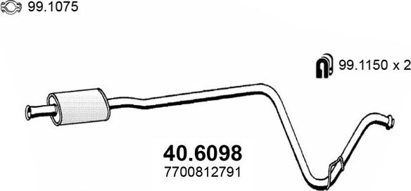 ASSO 40.6098 - Середній глушник вихлопних газів autocars.com.ua