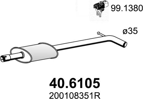 ASSO 40.6105 - Середній глушник вихлопних газів autocars.com.ua