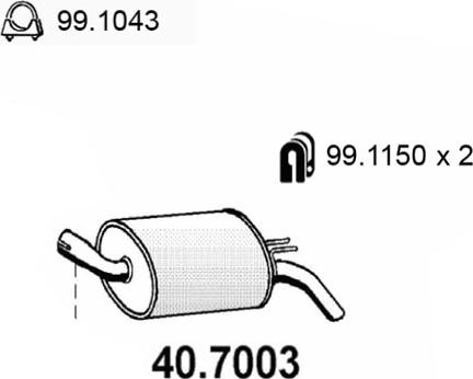 ASSO 40.7003 - Глушник вихлопних газів кінцевий autocars.com.ua