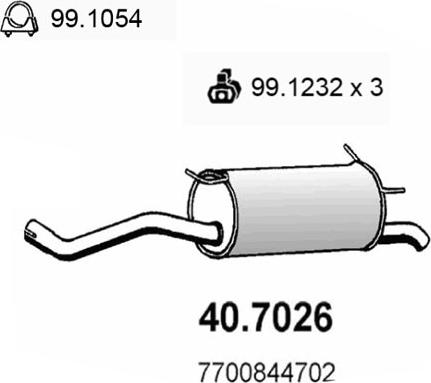 ASSO 40.7026 - Глушитель выхлопных газов, конечный avtokuzovplus.com.ua