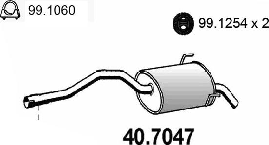 ASSO 40.7047 - Глушник вихлопних газів кінцевий autocars.com.ua