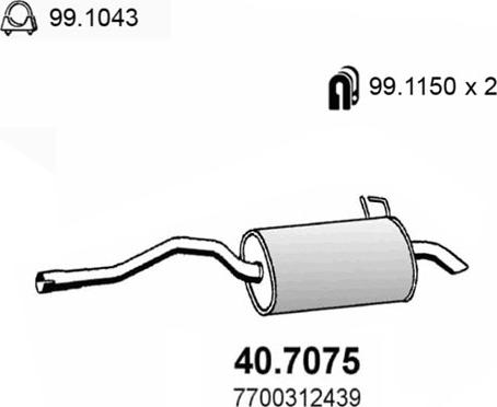 ASSO 40.7075 - Глушник вихлопних газів кінцевий autocars.com.ua
