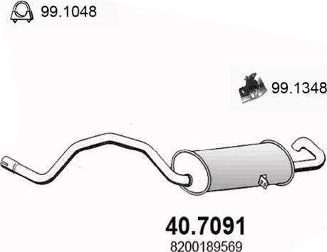 ASSO 40.7091 - Глушитель выхлопных газов, конечный avtokuzovplus.com.ua