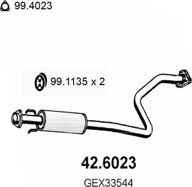 ASSO 42.6023 - Середній глушник вихлопних газів autocars.com.ua