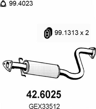 ASSO 42.6025 - Середній глушник вихлопних газів autocars.com.ua