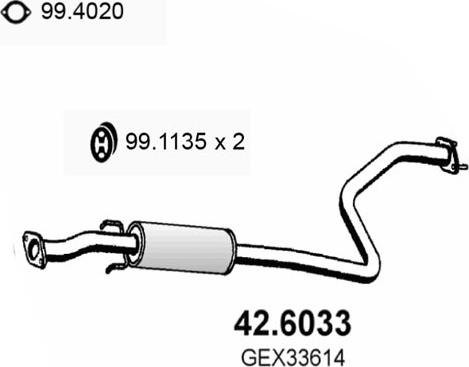 ASSO 42.6033 - Середній глушник вихлопних газів autocars.com.ua