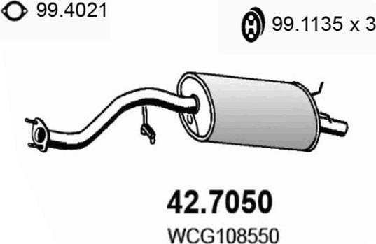 ASSO 42.7050 - Глушник вихлопних газів кінцевий autocars.com.ua