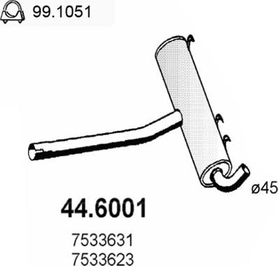 ASSO 44.6001 - Середній глушник вихлопних газів autocars.com.ua