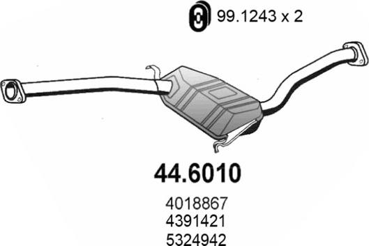 ASSO 44.6010 - Середній глушник вихлопних газів autocars.com.ua