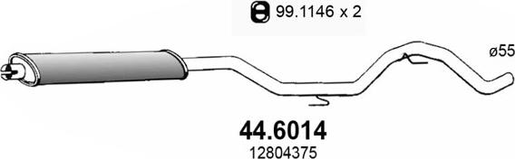 ASSO 44.6014 - Середній глушник вихлопних газів autocars.com.ua