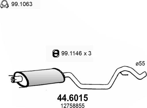 ASSO 44.6015 - Средний глушитель выхлопных газов autodnr.net