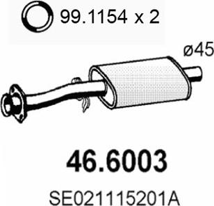 ASSO 46.6003 - Середній глушник вихлопних газів autocars.com.ua