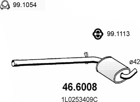 ASSO 46.6008 - Середній глушник вихлопних газів autocars.com.ua