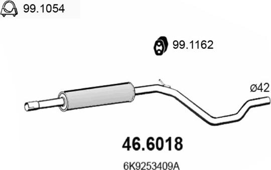 ASSO 46.6018 - Средний глушитель выхлопных газов avtokuzovplus.com.ua