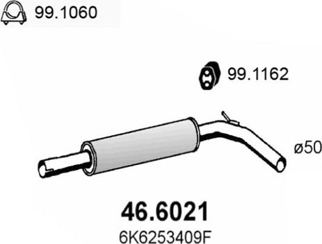 ASSO 46.6021 - Середній глушник вихлопних газів autocars.com.ua