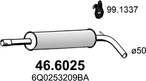 ASSO 46.6025 - Средний глушитель выхлопных газов avtokuzovplus.com.ua