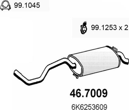 ASSO 46.7009 - Глушник вихлопних газів кінцевий autocars.com.ua