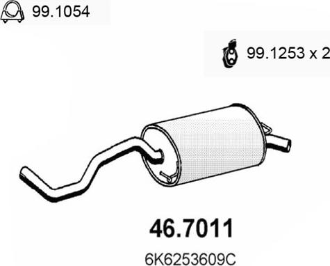 ASSO 46.7011 - Глушитель выхлопных газов, конечный avtokuzovplus.com.ua