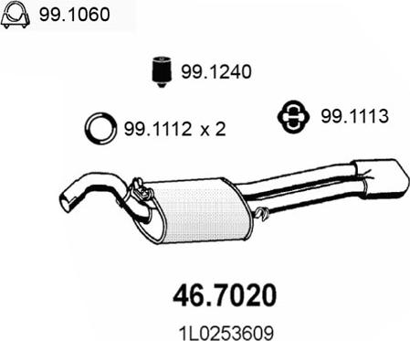 ASSO 46.7020 - Глушник вихлопних газів кінцевий autocars.com.ua