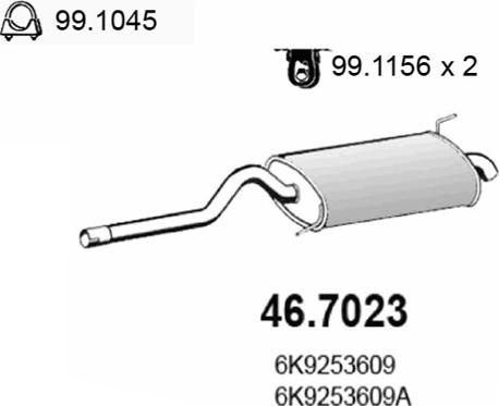 ASSO 46.7023 - Глушитель выхлопных газов, конечный avtokuzovplus.com.ua