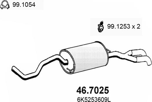 ASSO 46.7025 - Глушитель выхлопных газов, конечный avtokuzovplus.com.ua