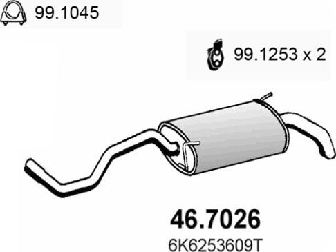 ASSO 46.7026 - Глушник вихлопних газів кінцевий autocars.com.ua