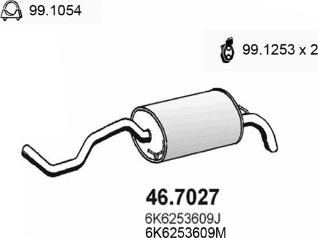 ASSO 46.7027 - Глушитель выхлопных газов, конечный avtokuzovplus.com.ua