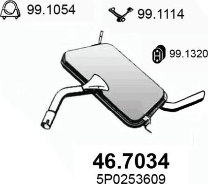 ASSO 46.7034 - Глушник вихлопних газів кінцевий autocars.com.ua