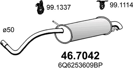 ASSO 46.7042 - Глушник вихлопних газів кінцевий autocars.com.ua