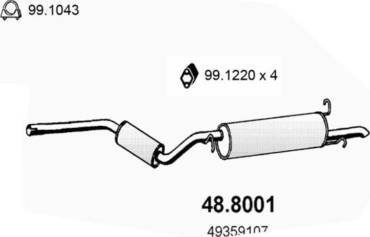 ASSO 48.8001 - Середній / кінцевий глушник ОГ autocars.com.ua