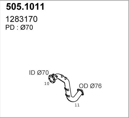 ASSO 505.1011 - Труба выхлопного газа avtokuzovplus.com.ua