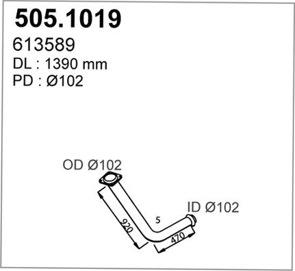 ASSO 505.1019 - Труба вихлопного газу autocars.com.ua