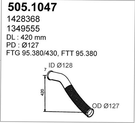 ASSO 505.1047 - Труба вихлопного газу autocars.com.ua