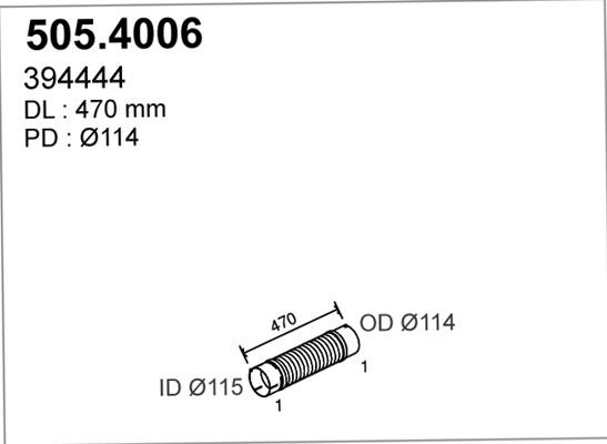 ASSO 505.4006 - Гофрированная труба, выхлопная система avtokuzovplus.com.ua