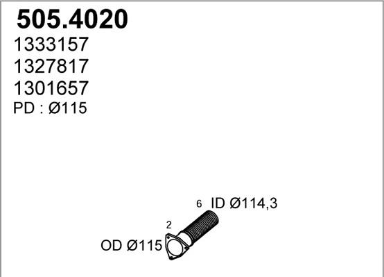 ASSO 505.4020 - Гофрированная труба, выхлопная система avtokuzovplus.com.ua