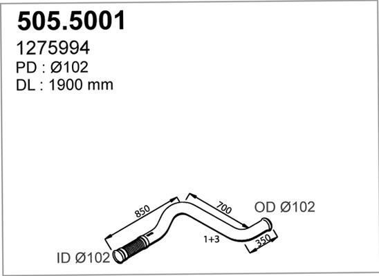 ASSO 505.5001 - Труба вихлопного газу autocars.com.ua