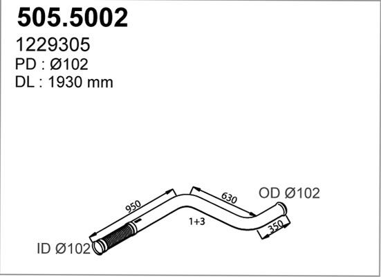 ASSO 505.5002 - Труба вихлопного газу autocars.com.ua