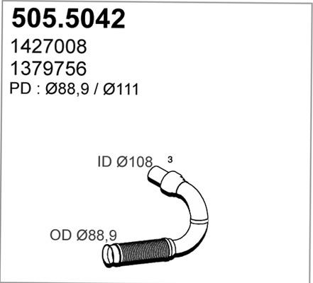 ASSO 505.5042 - Труба выхлопного газа avtokuzovplus.com.ua