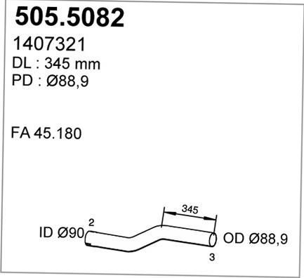 ASSO 505.5082 - Труба вихлопного газу autocars.com.ua