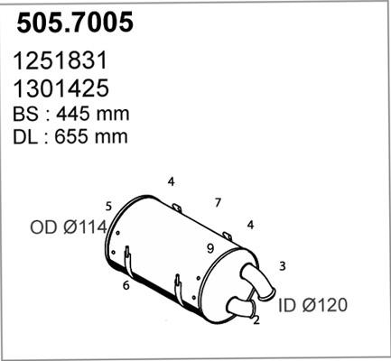 ASSO 505.7005 - Середній / кінцевий глушник ОГ autocars.com.ua