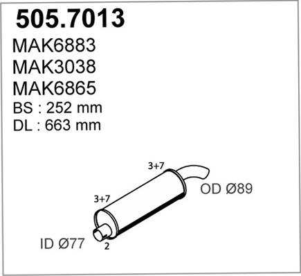 ASSO 505.7013 - Середній / кінцевий глушник ОГ autocars.com.ua