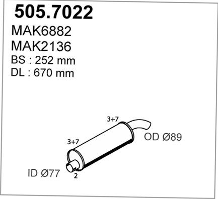 ASSO 505.7022 - Середній / кінцевий глушник ОГ autocars.com.ua