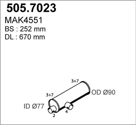 ASSO 505.7023 - Середній / кінцевий глушник ОГ autocars.com.ua