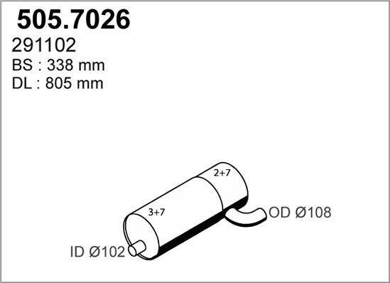 ASSO 505.7026 - Середній / кінцевий глушник ОГ autocars.com.ua