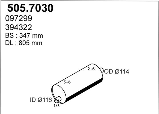 ASSO 505.7030 - Середній / кінцевий глушник ОГ autocars.com.ua