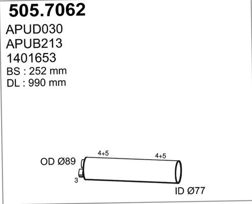 ASSO 505.7062 - Середній / кінцевий глушник ОГ autocars.com.ua