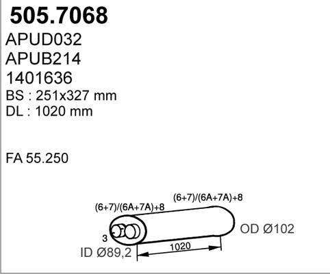ASSO 505.7068 - Середній / кінцевий глушник ОГ autocars.com.ua