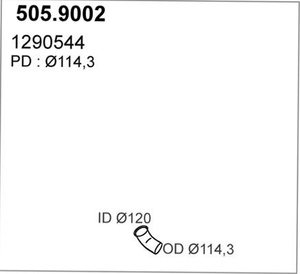 ASSO 505.9002 - Труба выхлопного газа avtokuzovplus.com.ua